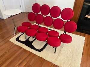 Mid Century Modern George Nelson Designed Red Marshmallow Sofa By Herman Miller