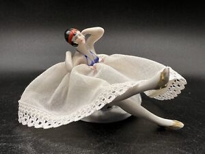 Vintage German Porcelain Pin Cushion Half Doll Arms Away