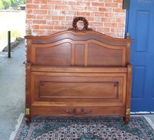 Antique French Walnut Louis Xvi Full Size Bed With Rails 1880
