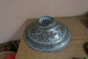 Antique Turkish Middle Eastern Hammered Pierced Copper Lid Or Incense Burner 8 