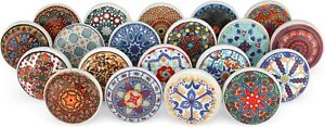 Wholesale Lot 20 Pc Ceramic Door Knobs Drawer Pulls Handles Multi Color Knob