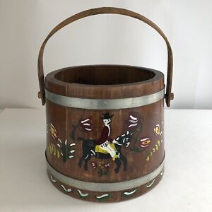 Vintage Sugar Bucket Firkin Pennsylvania Dutch Style Painting
