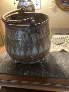 Rare Antique Middle Eastern Arabic Copper Handmade Pot With Handles 18c 19c