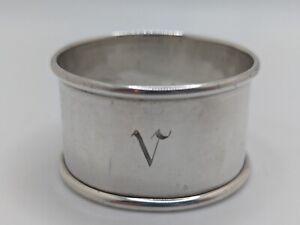 Antique English Sterling Silver Napkin Ring V Initial Engraving Dated 1932