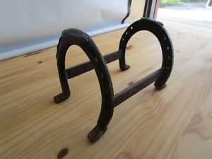 Vintage Boot Scraper Made With Old Marked Horse Shoes Cowboy Cast Iron