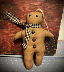 Grubby Primitive Rustic Christmas Fall Holiday Gingerbread Man Rag Doll 8 