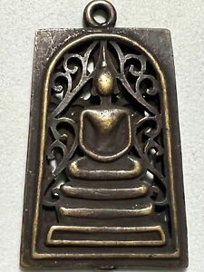 Phra Somdej Lp Prom Rare Old Thai Buddha Amulet Pendant Magic Ancien Idol 695