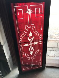Sg 3601 Antique Ruby Red Wheel Cut Stained Glass Window 20 25 X 48 Cracked