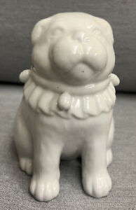Vintage Japanese Hirado White Porcelain Puppy Dog Figurine Nice 