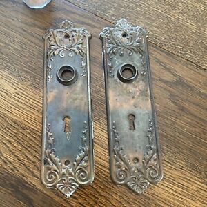 Pair Antique Door Knob Back Plate Corbin Loraine 1905 G 11800 Victorian Vine