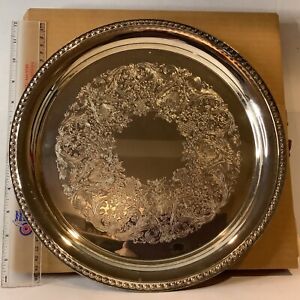 Vintage Wm Rogers Silver Plate 12 Round Tray 1970s 4571 Engraved