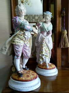 Victorian Porcelain French China Large Pair Figurines Outstanding 