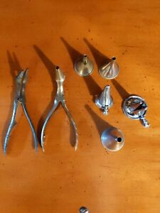 Antique Nasal Ear Speculums Pre Wwii 7 Pieces Vintage Medical Quack Rare Odd
