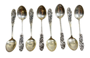 8 Vintage Brodrene Mylius Tele Norway 830s Silver Demitasse Spoons