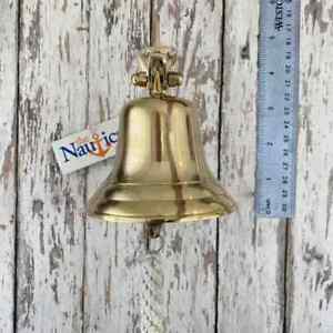 Deluxe Brass Ship Bell W Rope Lanyard Nautical Maritime Wall Boat Decor