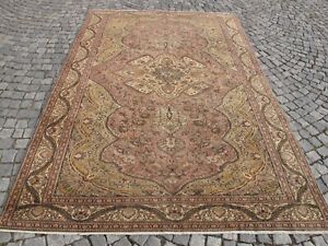 Oriental Antique Decor Rug Old Turkish Oushak Large Area Rug Floral Wool Carpet