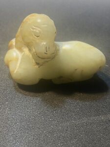 Nice Pale Caledon Jade Sculpture Of Reclining Horse Ming Dynasty 1368 1644 Ad