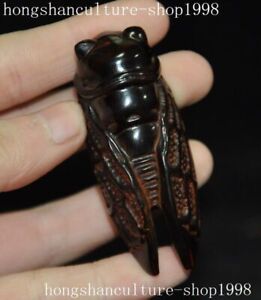2 4 China Ancient Ox Horn Hand Carved Feng Shui Animal Cicada Statue Pendant