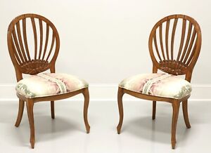 Century French Country Oval Back Dining Side Chairs Pair B