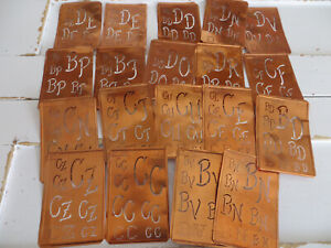 Lots 19 Monogram Stencils Copper Initials Letters Monogramlogo Antique Vintage
