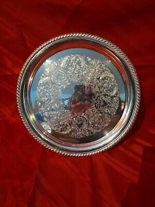 Vtg 1940 S Wm Rogers Silver Plated 12 Serving Platter Tray Braided Rim 171