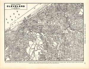 1941 Vintage Cleveland City Street Map Of Cleveland Ohio Gallery Wall Decor 1579