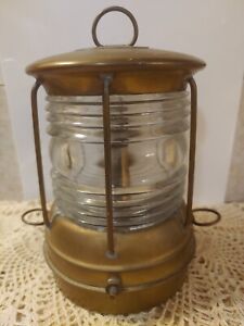 Vintage Perko Solid Brass Perkins Marine Clear Wired Lantern 6 5 Not Tested
