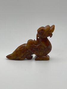 Old Chinese Red Xiu Jade Carved Dragon Pendant