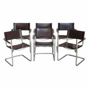 Six Stamped S33 Mart Stam 1 06g Marcel Breuer Leather Armchairs Made In Italy