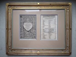 Framed 1608 Quarto Geneva Bible Title Page Books Chapters Authentic Leaves