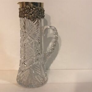 Antique Shiebler Sterling Silver And American Brilliant Cut Glass Pitcher