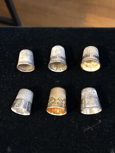 One 14k Gold And Five Silver Vintage Sewing Thimbles