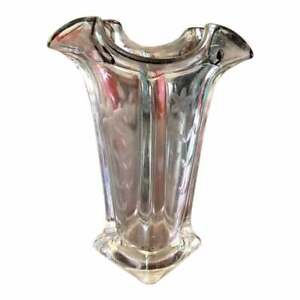 1990s Art Nouveau Design Sterling Silver Inlay Glass Vase
