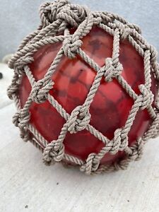 Antique Japanese Red Glass Fishing Net Float