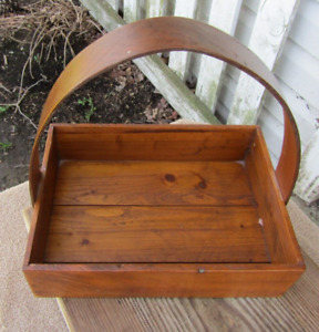 Antique Primitive Bent Wood Handle Gathering Basket Box Folk Art East Tenn Farm