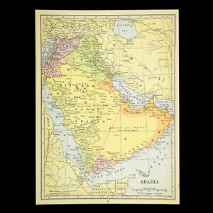 Vintage Arabia Map Saudi Arabia Mecca Kuwait Persian Gulf Iraq Syria Iran 1930s