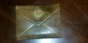 Antique 1807 Leather Needlepoint Needlecase Needle Case Book Envelope Shape