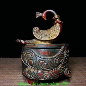 6 2 Old Chinese Dynasty Marked Bronze Gilt Peacock Peahen Incense Burner Censer