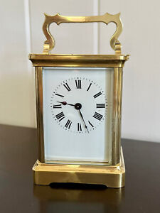 Antique Brass Carriage Clock C 1890 Includes Case Key