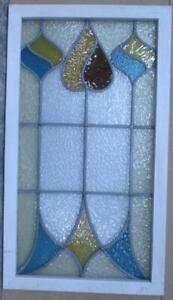 Edwardian Old English Leaded Stained Glass Window Abstract 18 3 4 X 33 1 2 