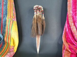 Old West Papua New Guinea Cassowary Dagger With Fringe And Seeds Beautiful Coll