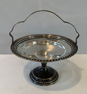 Antique Columbia Sterling Silver 259g Pierced Footed Fruit Nut Bowl W Handle
