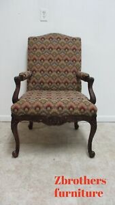 Baker Furniture French Carved Leg Living Room Lounge Arm Club Chair B