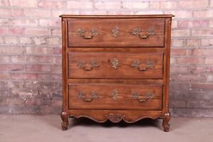 Baker Furniture French Provincial Louis Xv Oak And Burl Wood Chest Of Drawers