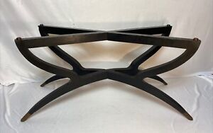 Vintage Moroccan Wood Spider Leg Coffee Table Base Tray Stand Mid Century