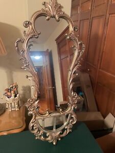 Syroco Large Wall Mirror 3343 With Brass Planter Front 1950 S