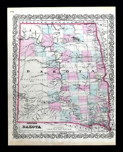 1874 Colton Map Dakota Territory North South Fort Pierre George Rice Fargo