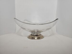 Sterling Silver Footed Mid Century Modern Glass Candy Dish Bowl 5 15 16 Glass