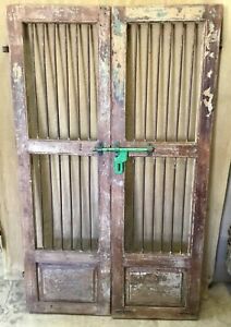 Antique Architectural Salvaged Wood Iron Doors Wine Cellar Doors