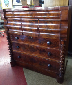 Antique Victorian Scottish Ogee Chest Of Drawers Dresser